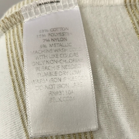 *4/$20* Kim Rogers Cream & Gold Stripe Blouse Top - Picture 4 of 6